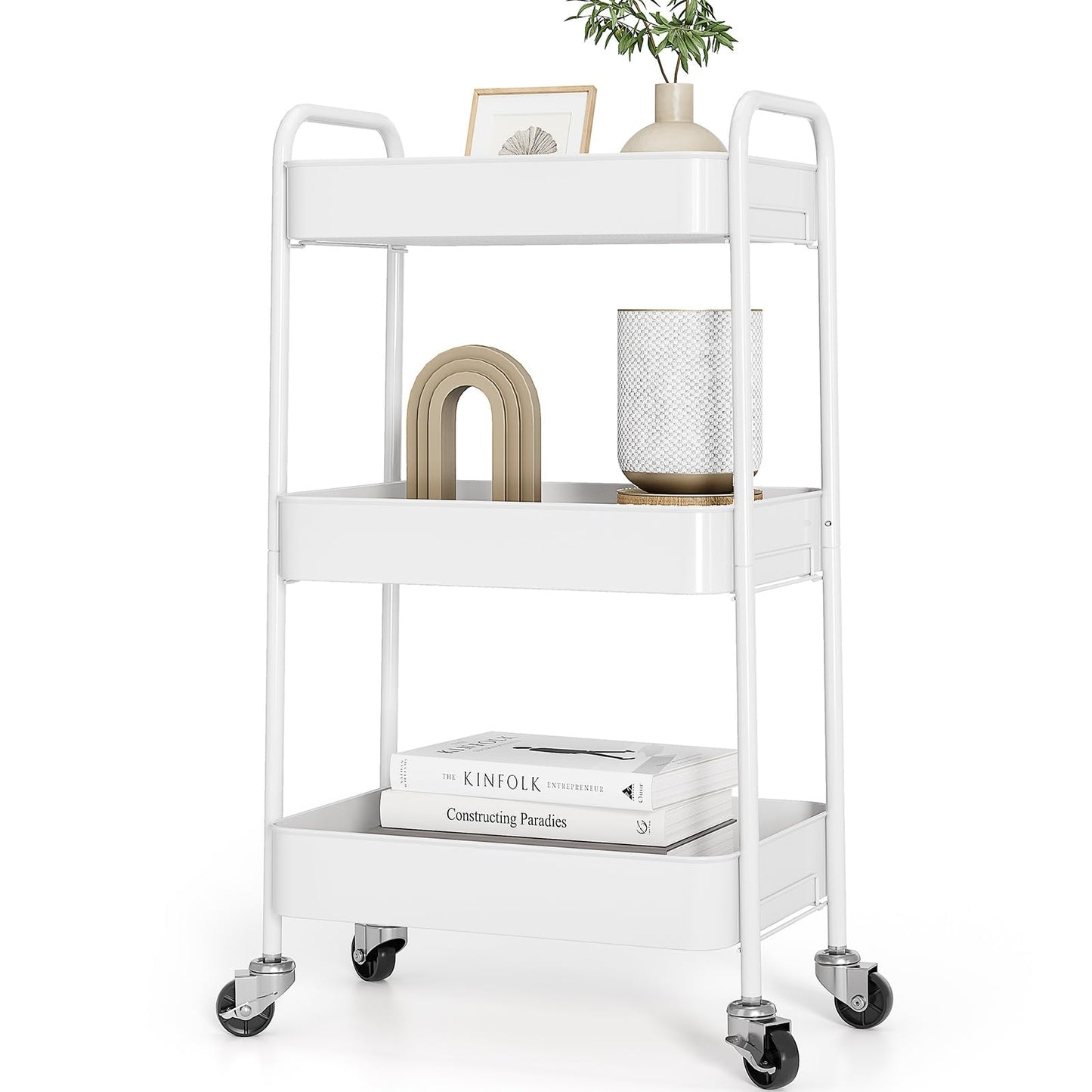 TOOLF Metal Rolling Cart with Wheels