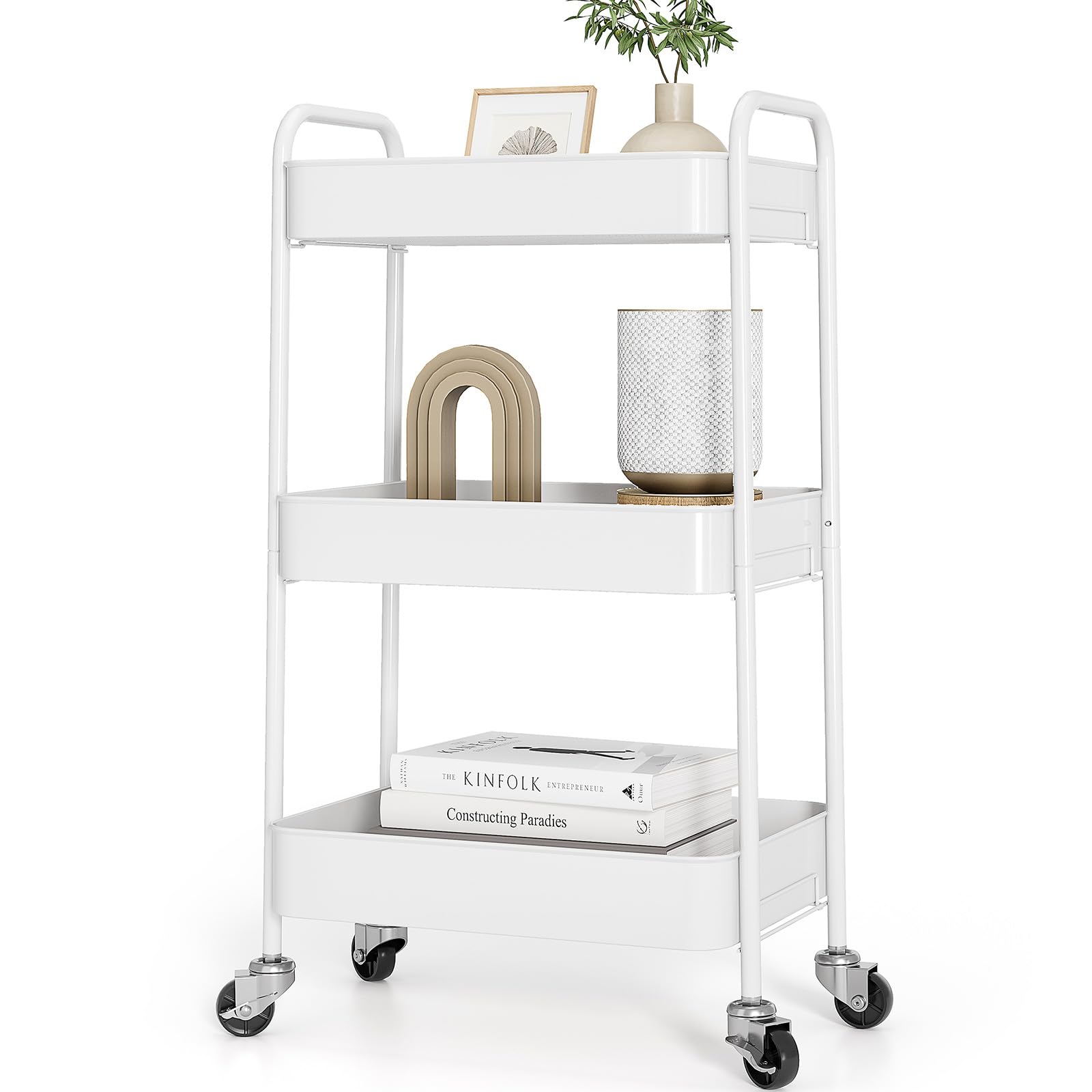 TOOLF Metal Rolling Cart with Wheels
