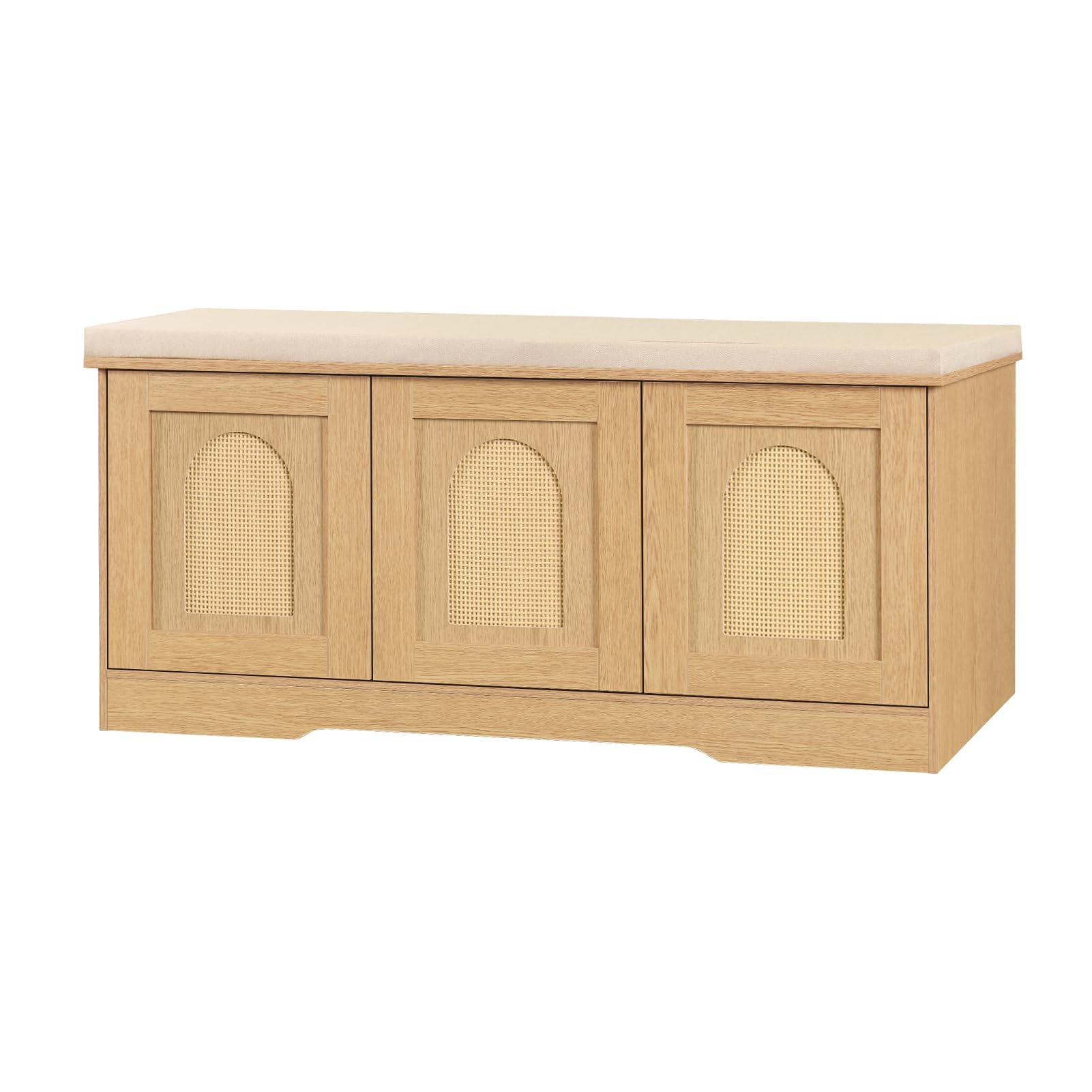 DINZI LVJ Shoe Bench, Entryway Storage Bench with Doors and Cushion,Parent