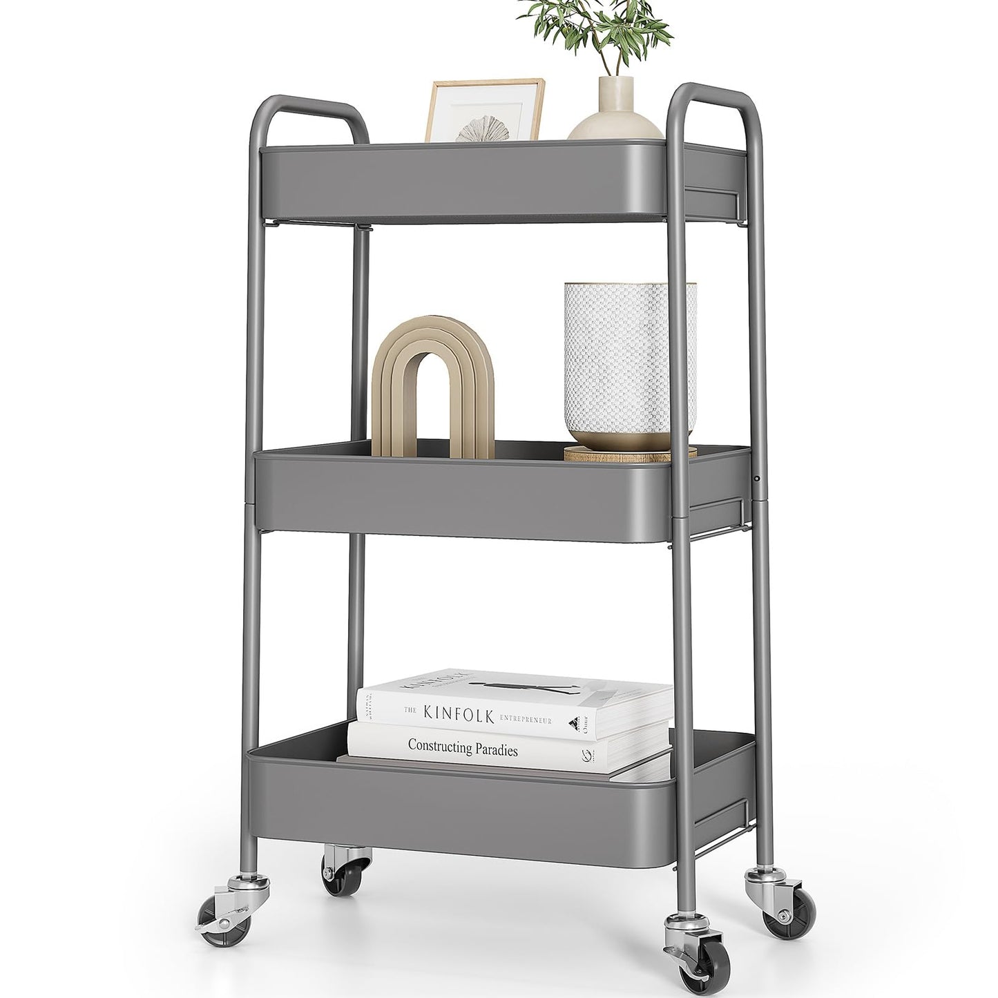 TOOLF Metal Rolling Cart with Wheels
