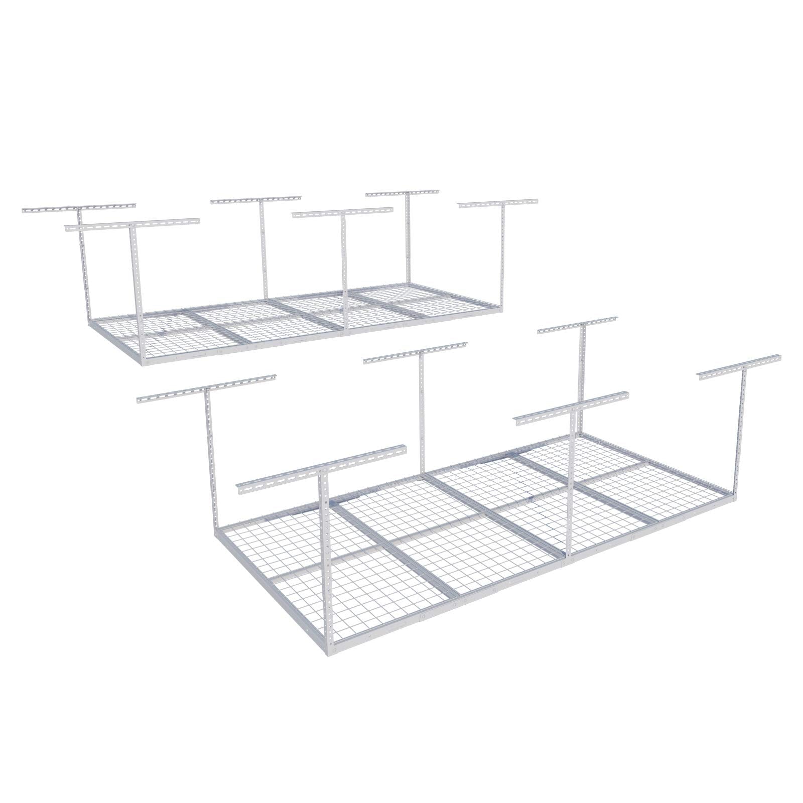 Overhead Garage Storage Rack 4x8 Adjustable Heavy Duty Ceiling Mounted Storage System 750 lbs Capacity Metal Garage Organizer Rack