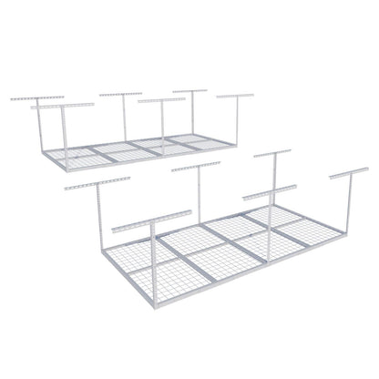 Overhead Garage Storage Rack 4x8 Adjustable Heavy Duty Ceiling Mounted Storage System 750 lbs Capacity Metal Garage Organizer Rack