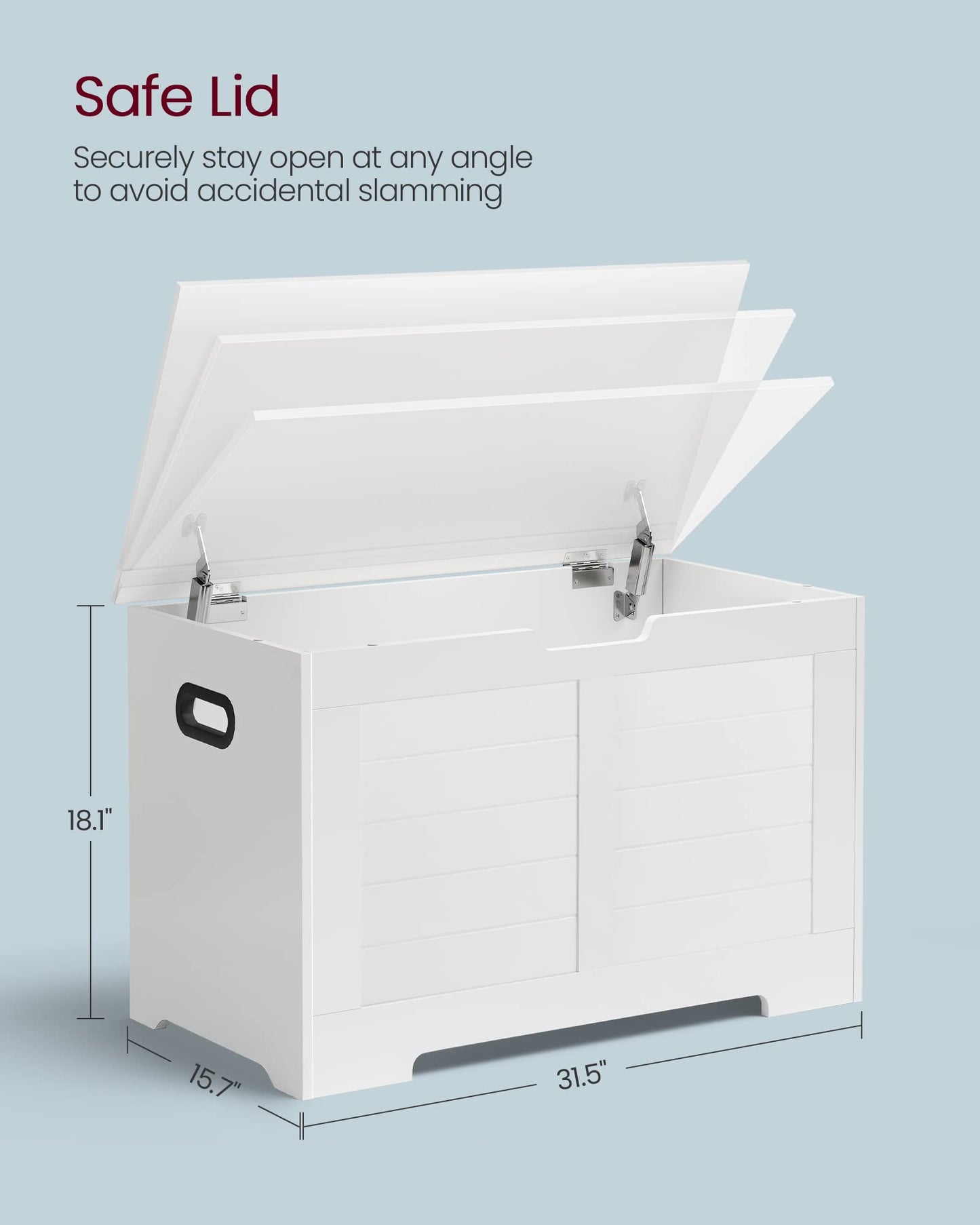 VASAGLE Storage Chest, Storage Trunk with 2 Safety Hinges, Storage Bench