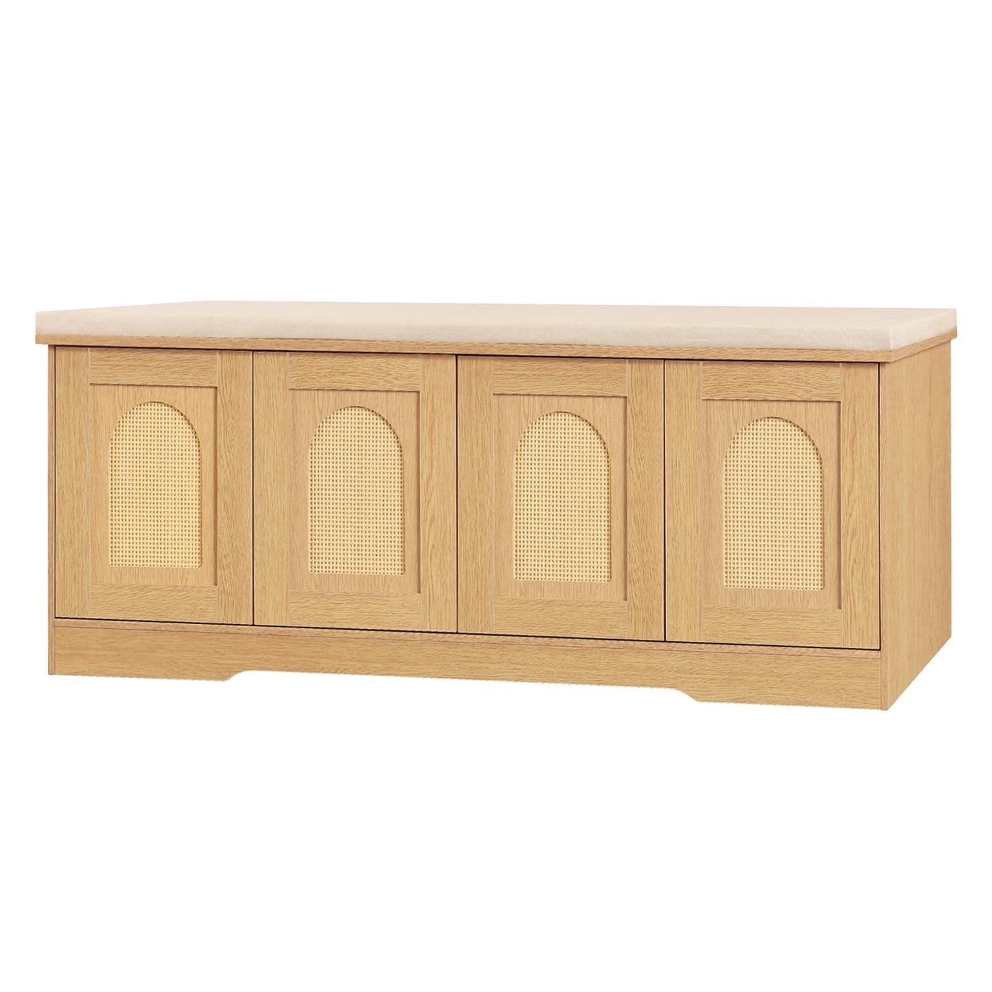 DINZI LVJ Shoe Bench, Entryway Storage Bench with Doors and Cushion,Parent