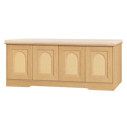 DINZI LVJ Shoe Bench, Entryway Storage Bench with Doors and Cushion,Parent