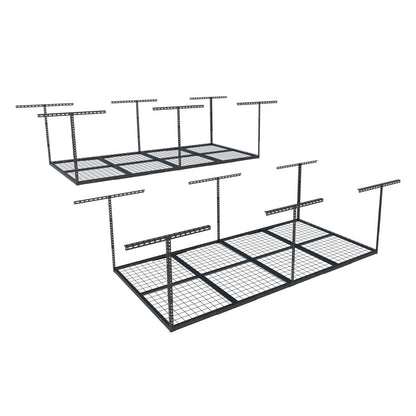 Overhead Garage Storage Rack 4x8 Adjustable Heavy Duty Ceiling Mounted Storage System 750 lbs Capacity Metal Garage Organizer Rack