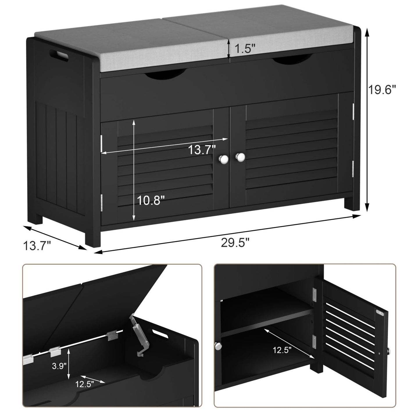 Shoe Storage Bench Lift Top Entryway Storage Bench Organizer Seat with Storage Cabinet