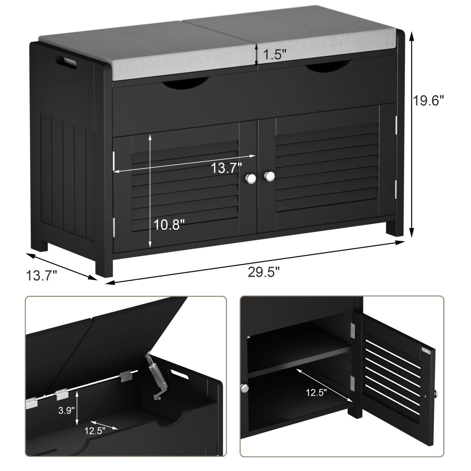 Shoe Storage Bench Lift Top Entryway Storage Bench Organizer Seat with Storage Cabinet