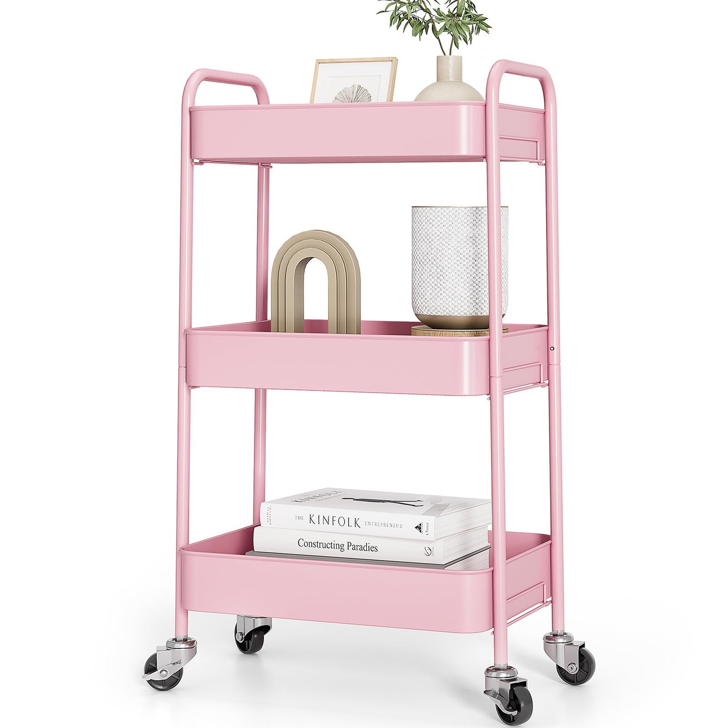 TOOLF Metal Rolling Cart with Wheels