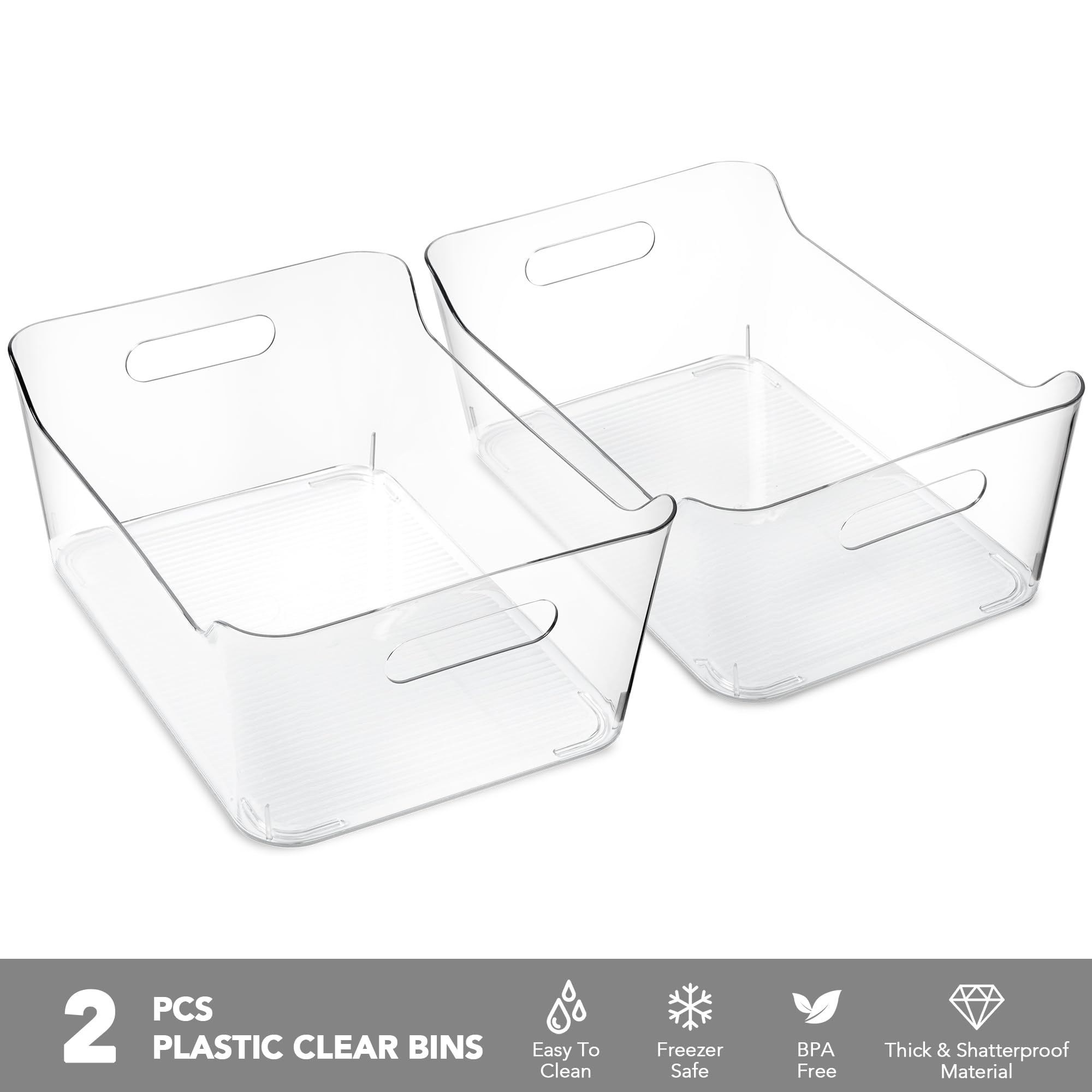 Plastic Storage Bins Multi-Use Pantry Organizer Clear Home Kitchen Storage Containers