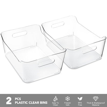 Plastic Storage Bins Multi-Use Pantry Organizer Clear Home Kitchen Storage Containers