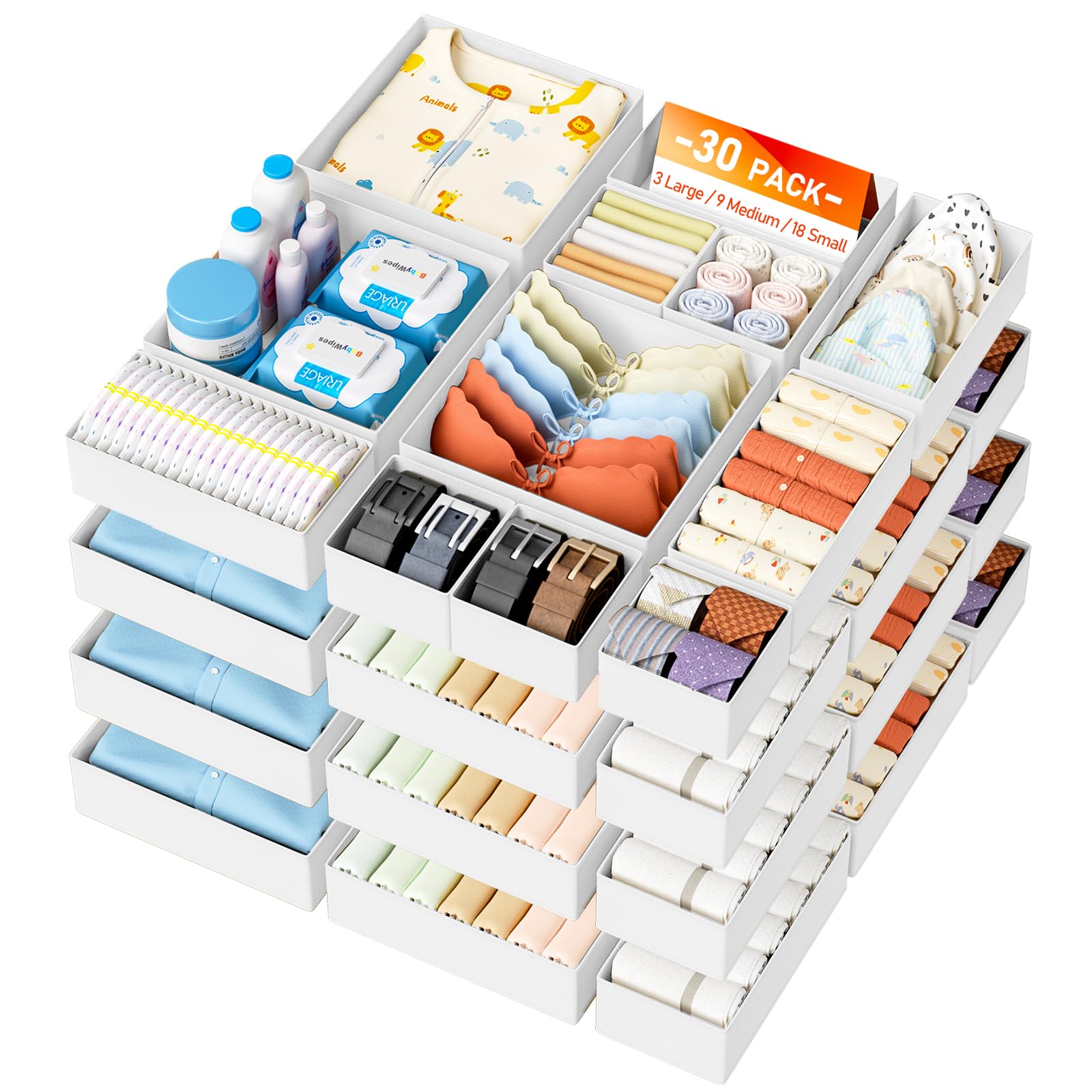 DIMJ Drawer Organizer Clothes Storage 24 Pack
