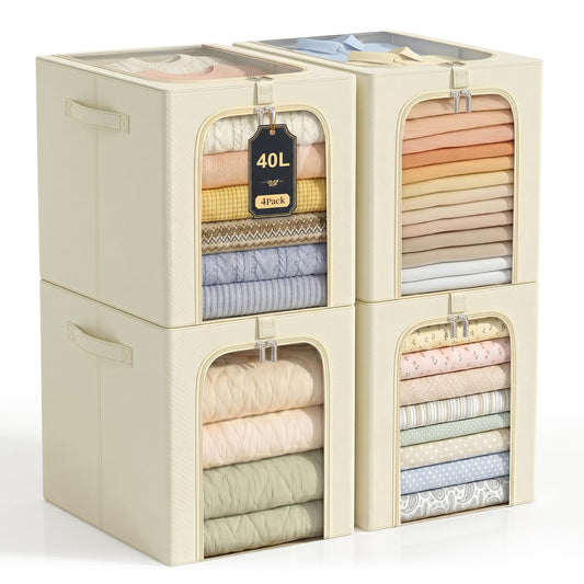 GoMaihe Clothes Storage Bins with Metal Frame for Closet Organizer