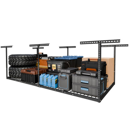 Overhead Garage Storage Rack 4x8 Adjustable Heavy Duty Ceiling Mounted Storage System 750 lbs Capacity Metal Garage Organizer Rack