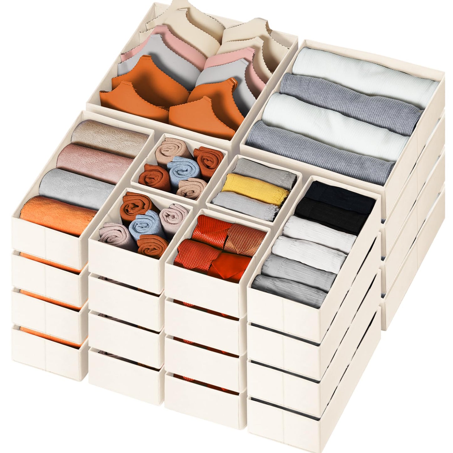 Drawer Organizer 12 Pack Foldable Fabric Closet Storage Bins Underwear Socks Bra Tie Organizer