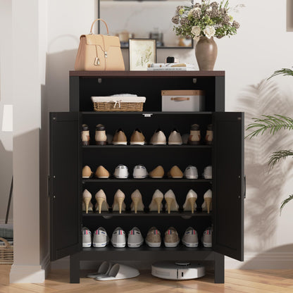 Shoe Cabinet with Doors 5 Tier Adjustable Shelves Entryway Storage Shoe Rack Cabinet