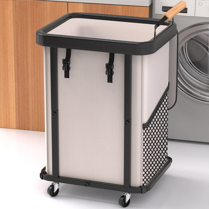 Extra Large 3 Section Rolling Laundry Hamper with Lid Metal Frame Clothes Sorter Cart Laundry Basket Organizer with Wheels