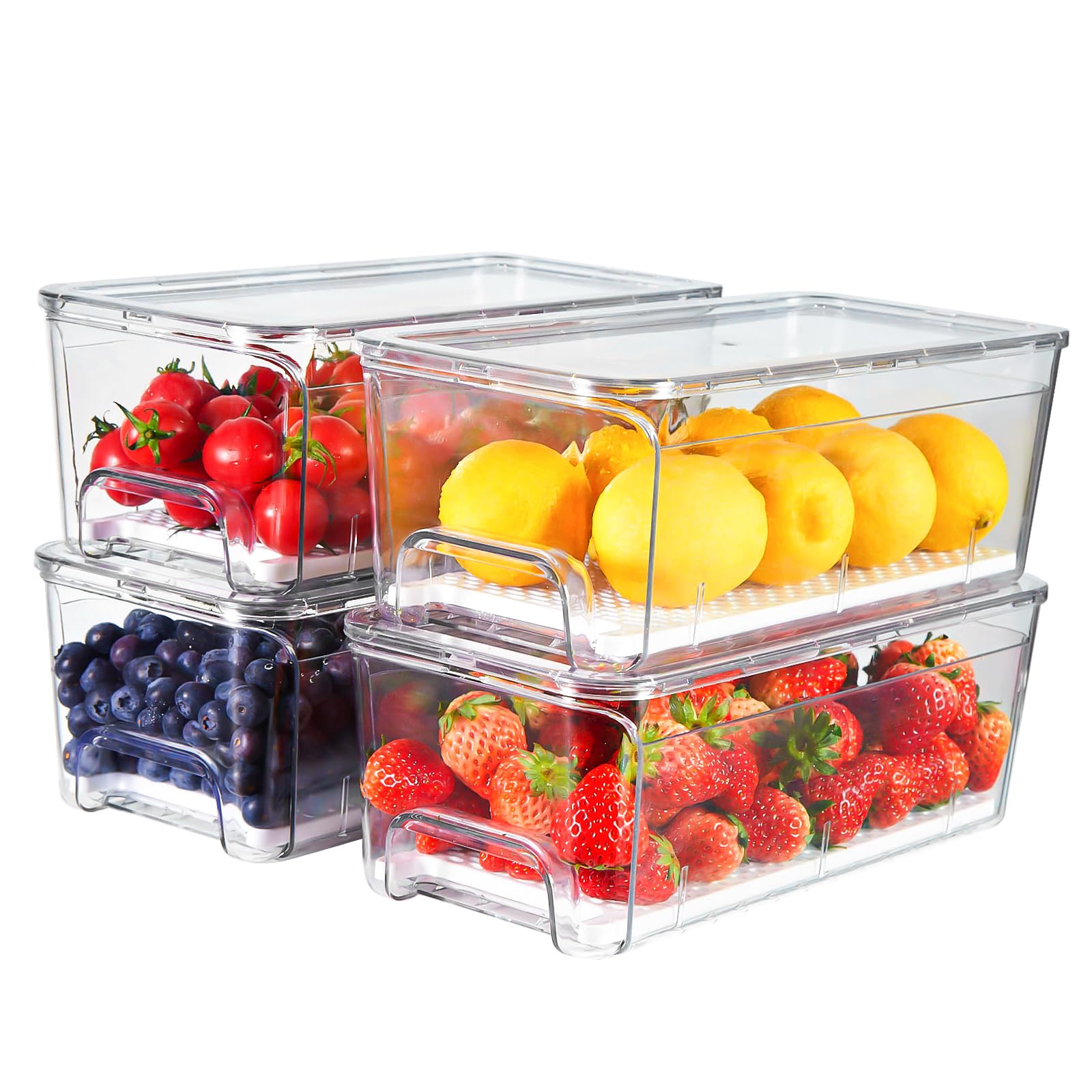 Pull-Out Stackable Refrigerator Organizer Storage Bins Fridge Drawer Organizer System