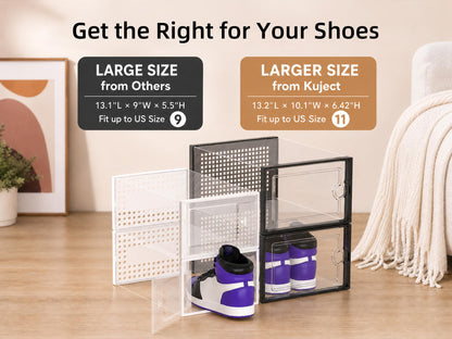 Clear Stackable Shoe Storage Boxes Plastic Sneaker Organizer 12 Pack Shoe Containers Closet Storage System