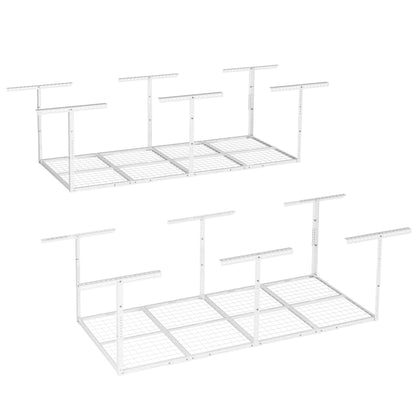 Overhead Garage Storage Rack 4x8 Adjustable Heavy Duty Ceiling Mounted Storage System 750 lbs Capacity Metal Garage Organizer Rack