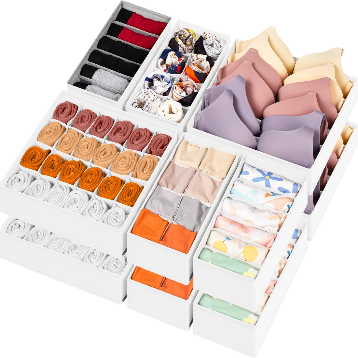 Drawer Organizer Dividers Fabric Foldable Closet Storage Bins Underwear Socks Bra Scarf Organizer
