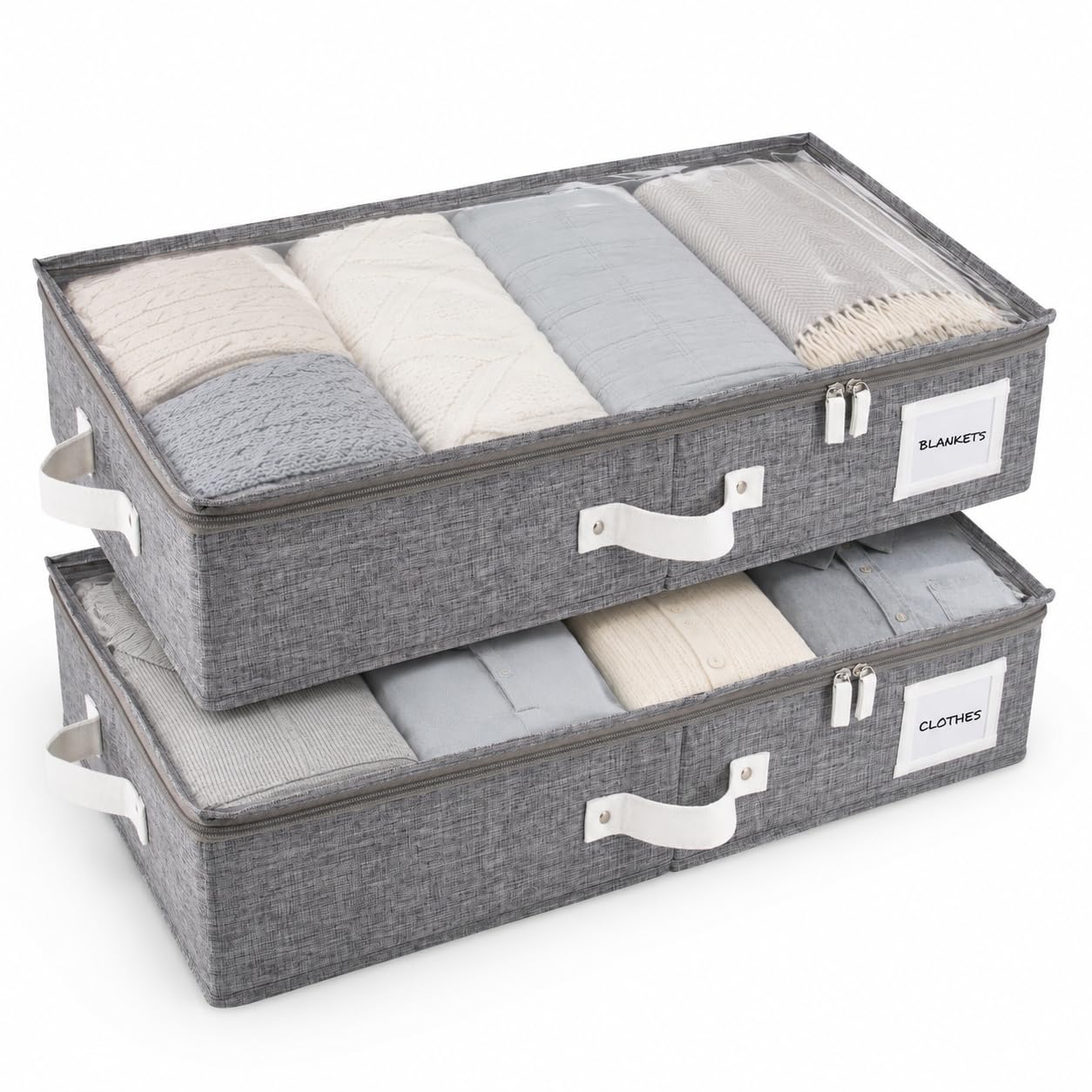 Under Bed Storage Box Drawer Organizer Large Clothes Blanket Shoes Storage Container with Lid Dark Gray