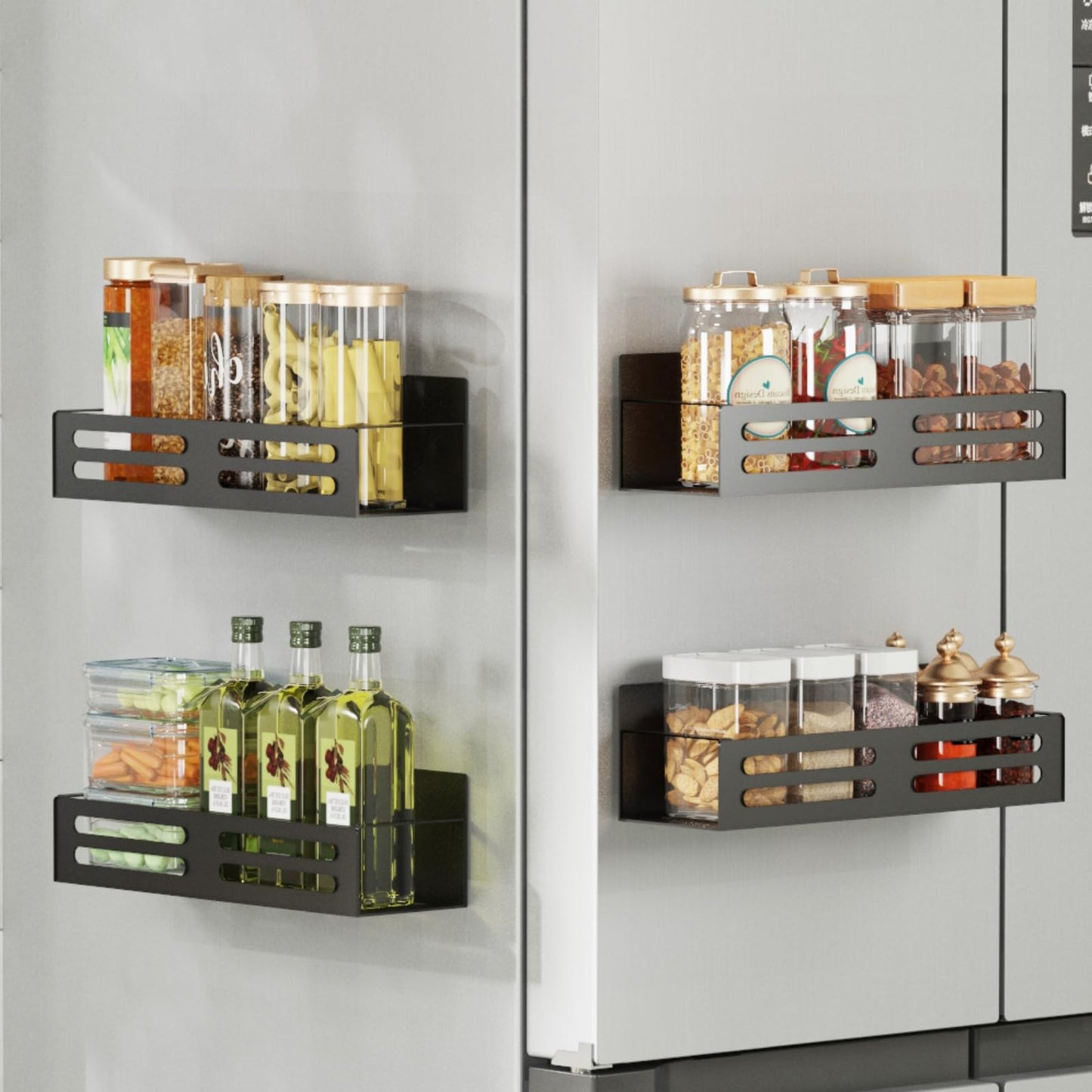 Magnetic Spice Rack for Refrigerator Metal Fridge Organizer Shelf