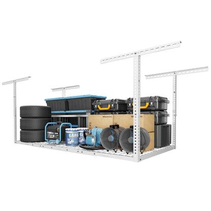 Overhead Garage Storage Rack 4x8 Adjustable Heavy Duty Ceiling Mounted Storage System 750 lbs Capacity Metal Garage Organizer Rack