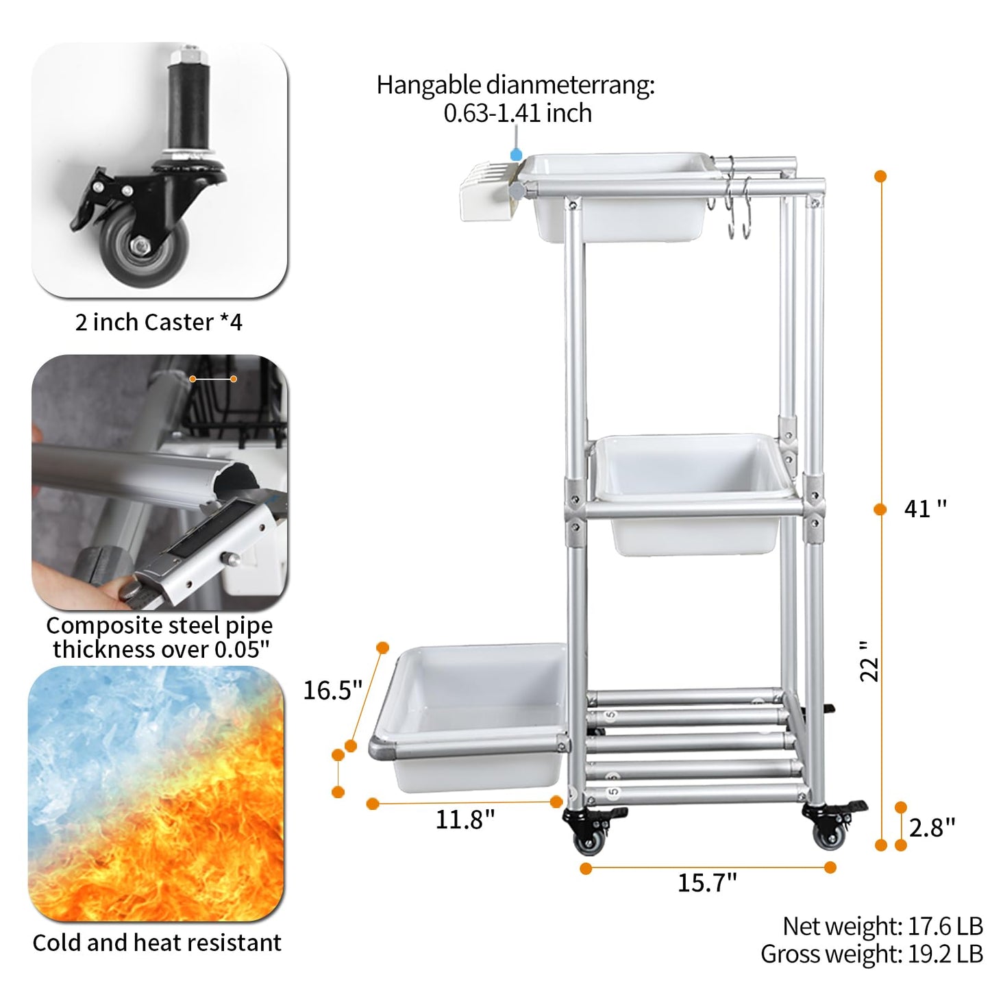 Rolling Cleaning Cart Organization Cleaning Supplies Storage Cart Multi Shelf Utility Cart