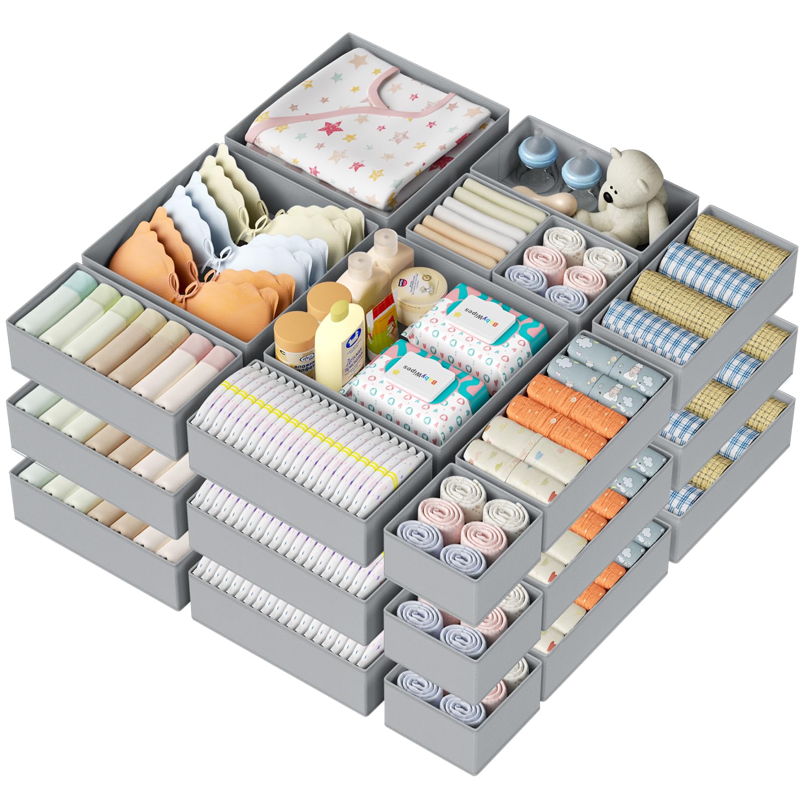 DIMJ Drawer Organizer Clothes Storage 24 Pack