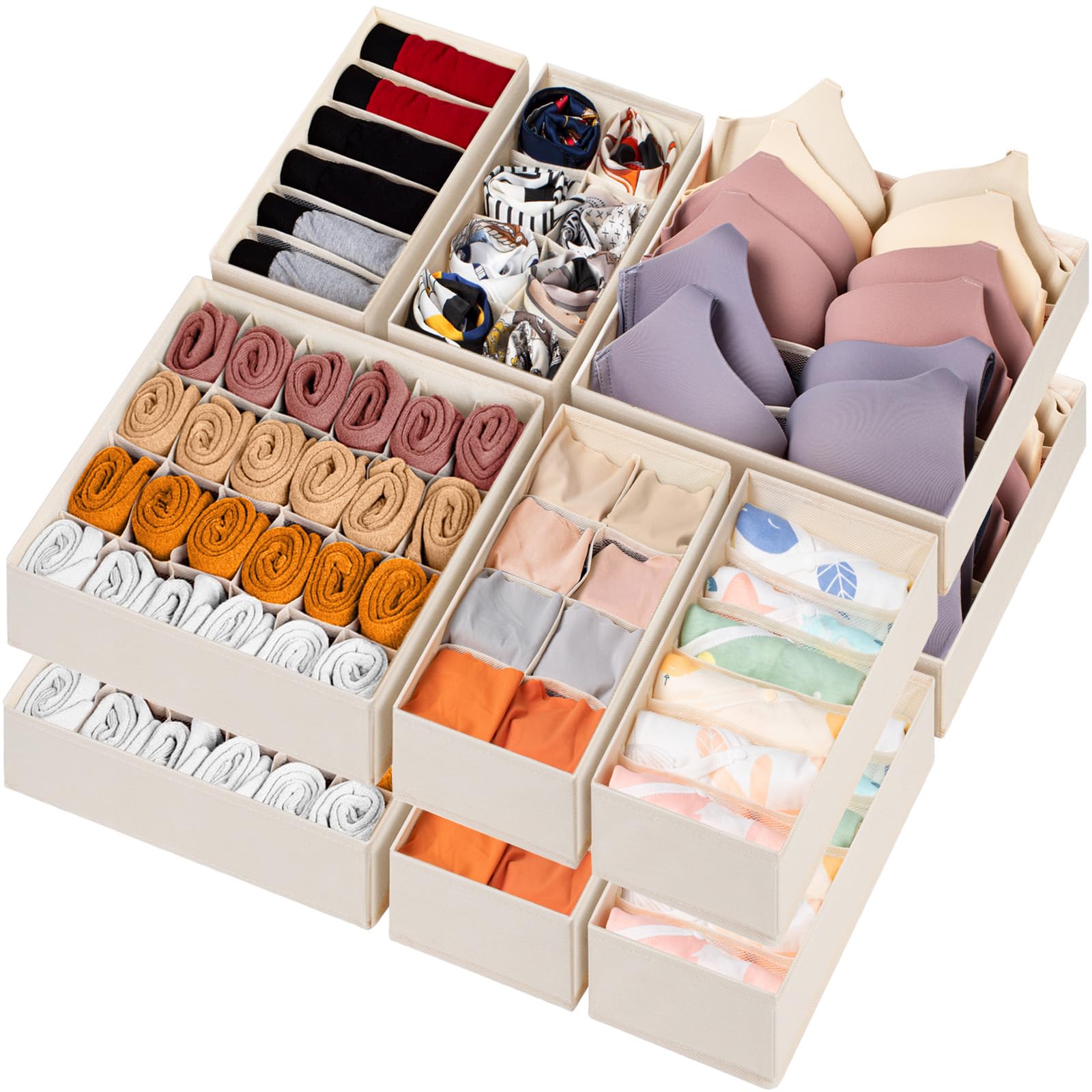 Drawer Organizer Dividers Fabric Foldable Closet Storage Bins Underwear Socks Bra Scarf Organizer