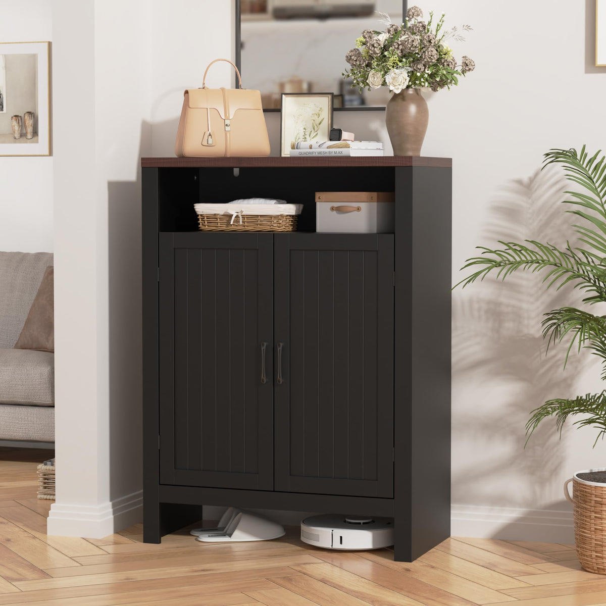 Shoe Cabinet with Doors 5 Tier Adjustable Shelves Entryway Storage Shoe Rack Cabinet