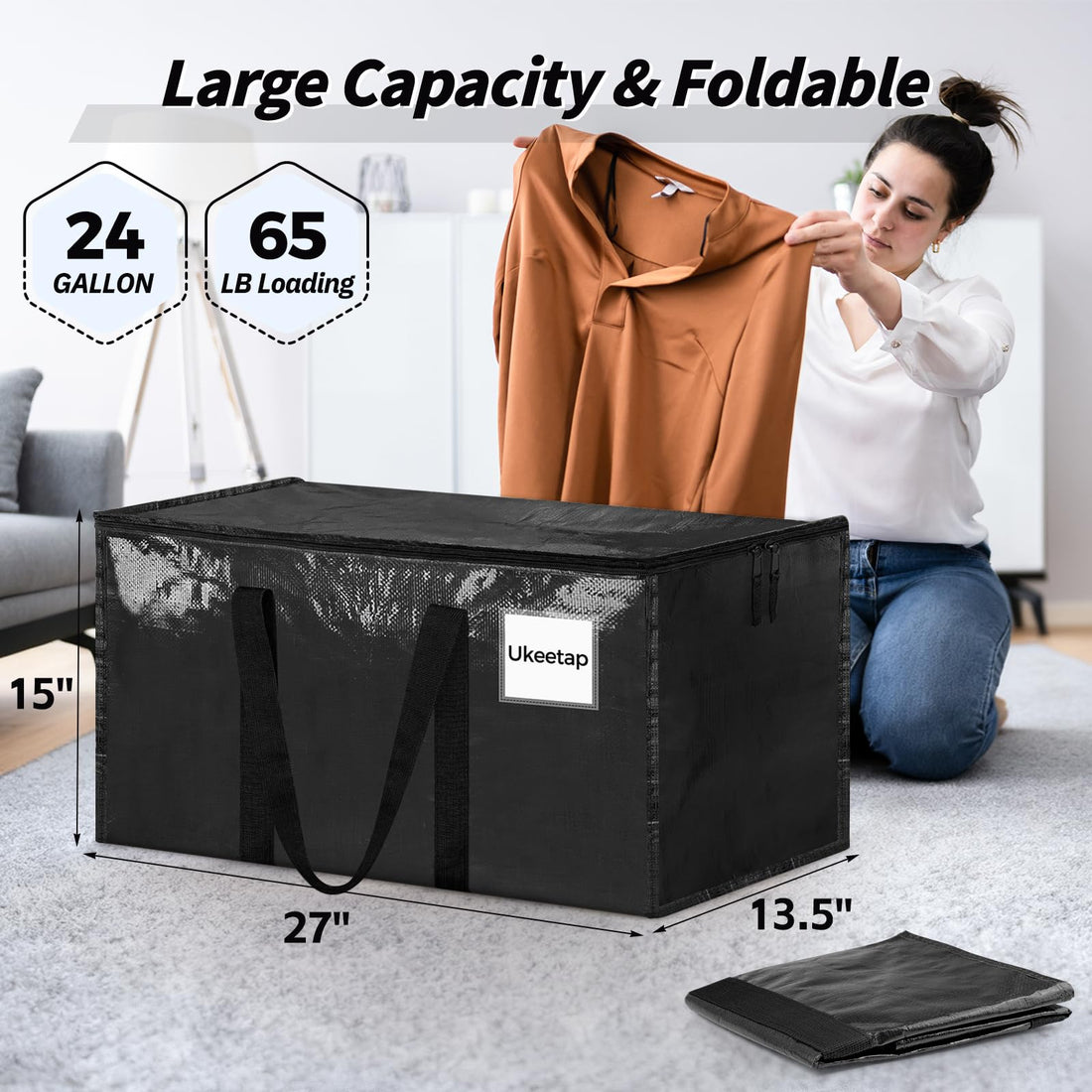 Extra Large Heavy Duty Moving Bags Storage Bags with Lids Storage Organizer Containers