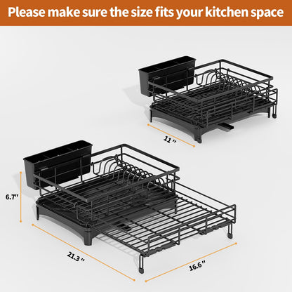 Dish Drying Rack Expandable Kitchen Counter Rust Proof Utensil Holder Drain Rack