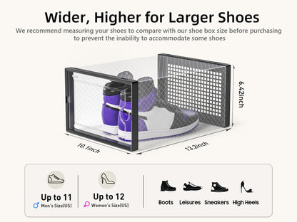Clear Stackable Shoe Storage Boxes Plastic Sneaker Organizer 12 Pack Shoe Containers Closet Storage System