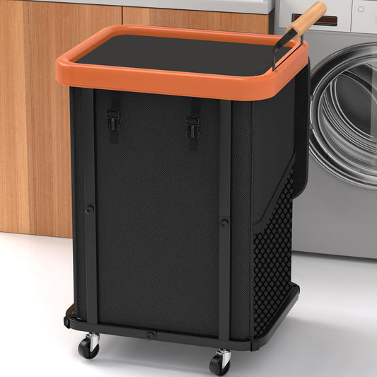 Extra Large 3 Section Rolling Laundry Hamper with Lid Metal Frame Clothes Sorter Cart Laundry Basket Organizer with Wheels