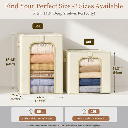 GoMaihe Clothes Storage Bins with Metal Frame for Closet Organizer