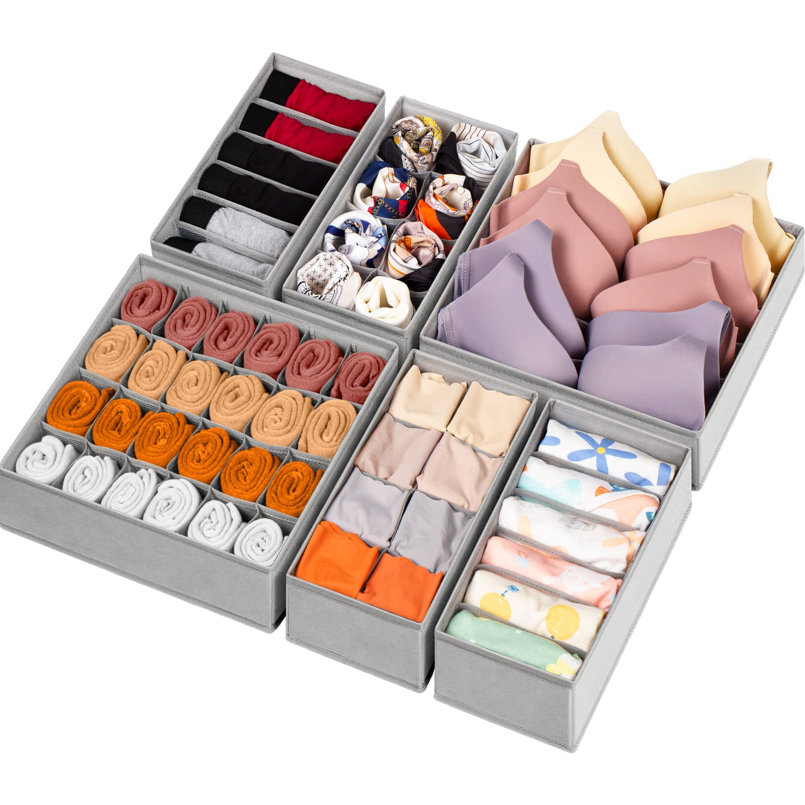 Drawer Organizer Dividers Fabric Foldable Closet Storage Bins Underwear Socks Bra Scarf Organizer