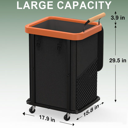 Extra Large 3 Section Rolling Laundry Hamper with Lid Metal Frame Clothes Sorter Cart Laundry Basket Organizer with Wheels