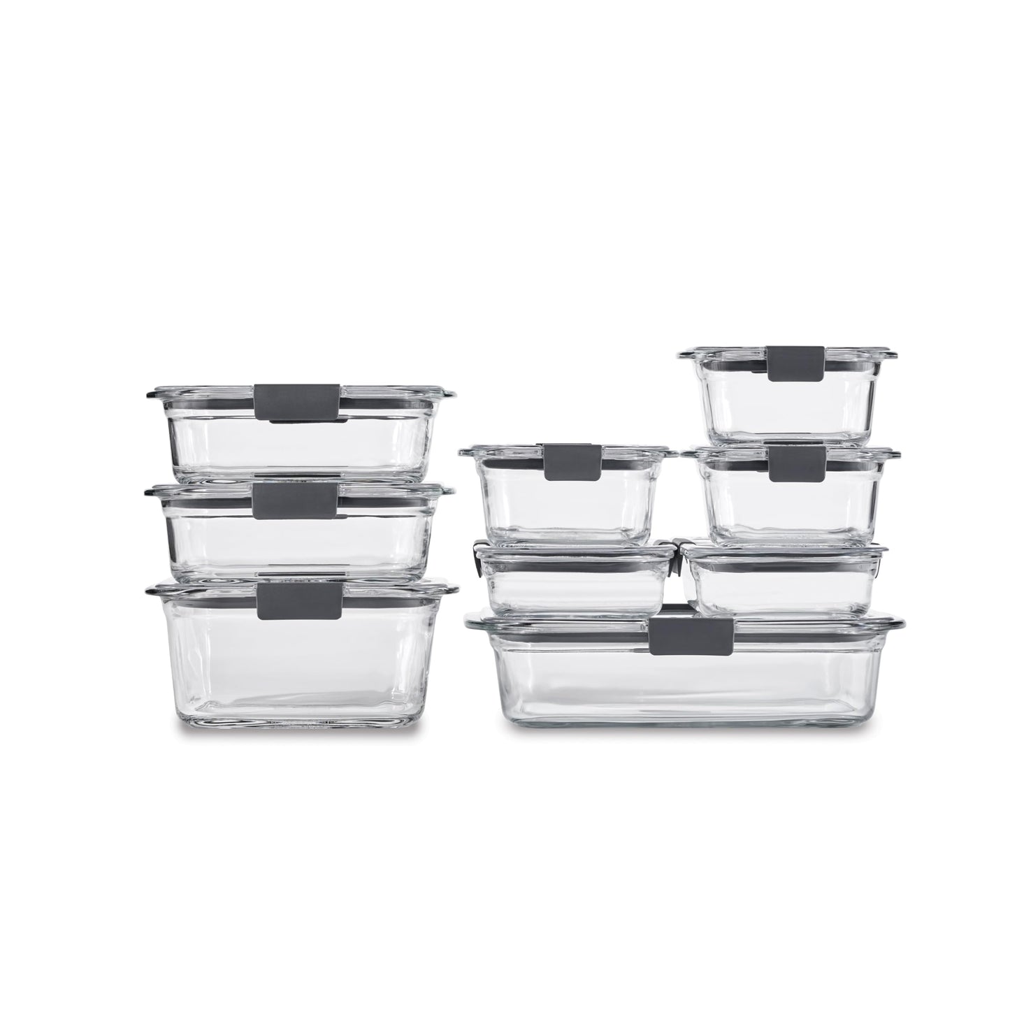 Glass Food Storage Containers Set of 9, Leak-Proof, BPA-Free, Clear