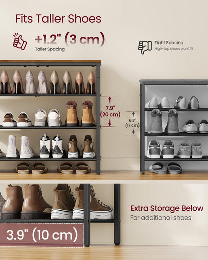 Shoe Storage Rack Metal Frame Entryway Closet Organizer Free Standing Shoe Shelf