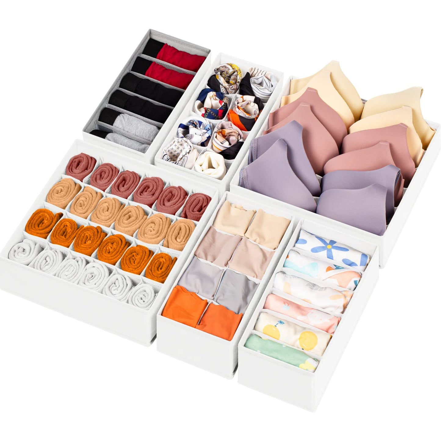 Drawer Organizer Dividers Fabric Foldable Closet Storage Bins Underwear Socks Bra Scarf Organizer