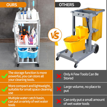 Rolling Cleaning Cart Organization Cleaning Supplies Storage Cart Multi Shelf Utility Cart