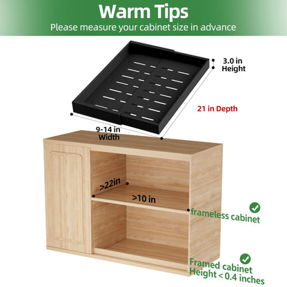 Pull Out Cabinet Organizer Expandable Sliding Drawer Kitchen Cabinet Storage Rack Adhesive Nano Film System