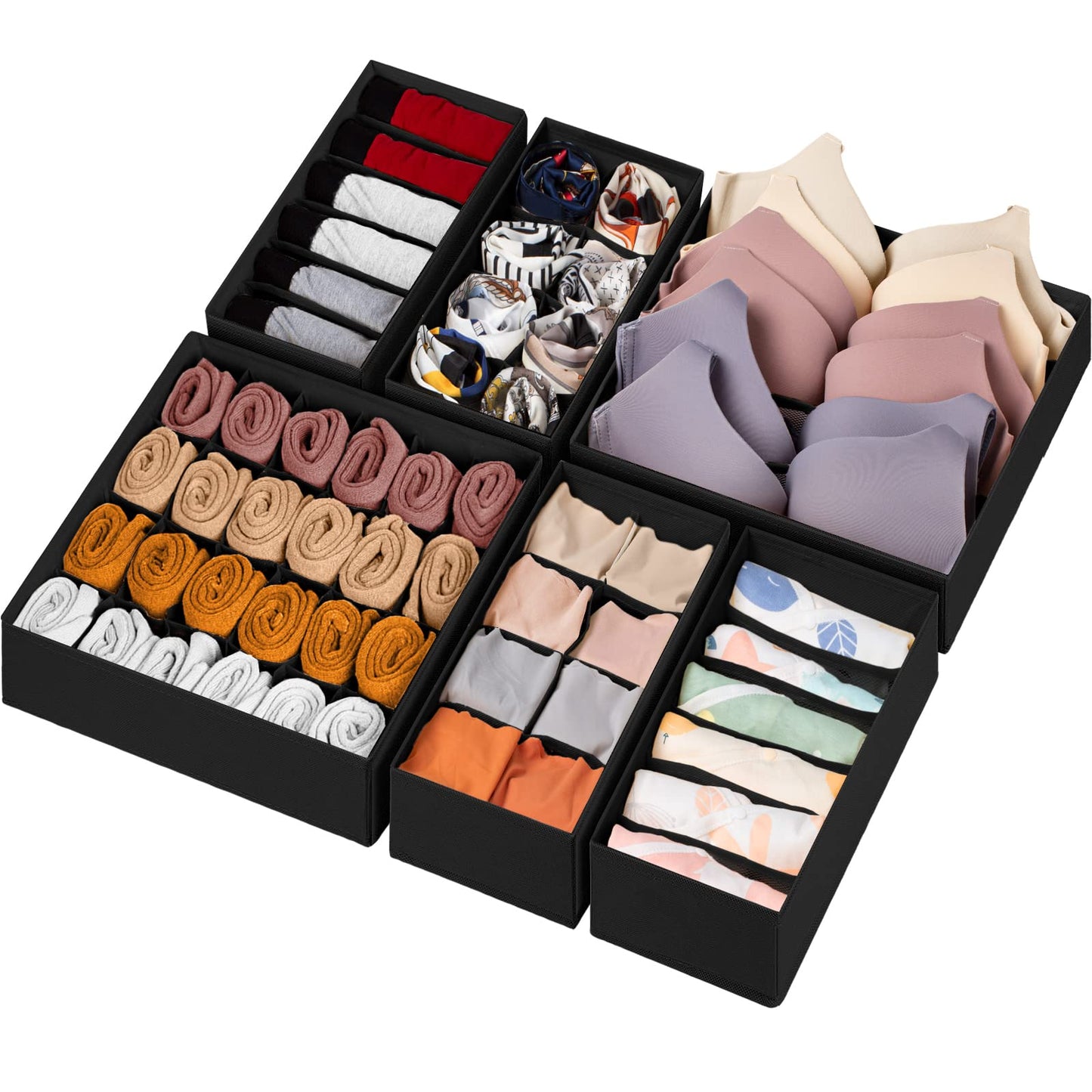 Drawer Organizer Dividers Fabric Foldable Closet Storage Bins Underwear Socks Bra Scarf Organizer