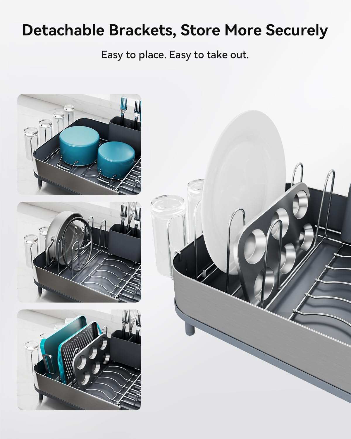 Expandable Dish Drying Rack Kitchen Counter Dish Drainer Stainless Steel Extendable Spout Space Saving Dish Rack