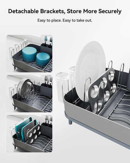 Expandable Dish Drying Rack Kitchen Counter Dish Drainer Stainless Steel Extendable Spout Space Saving Dish Rack