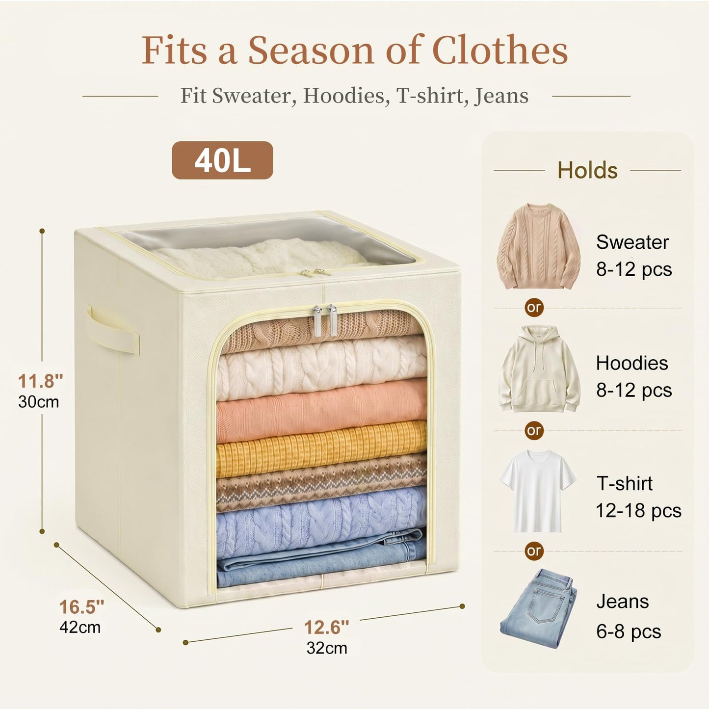 GoMaihe Clothes Storage Bins with Metal Frame for Closet Organizer