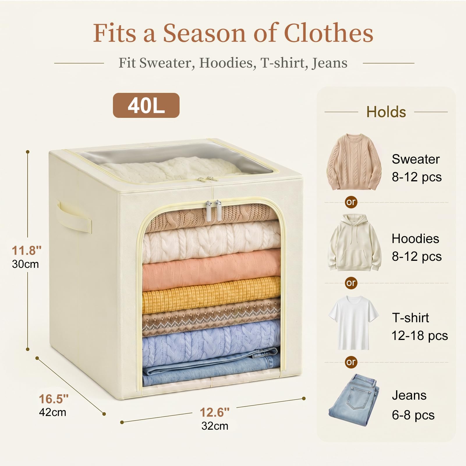 GoMaihe Clothes Storage Bins with Metal Frame for Closet Organizer