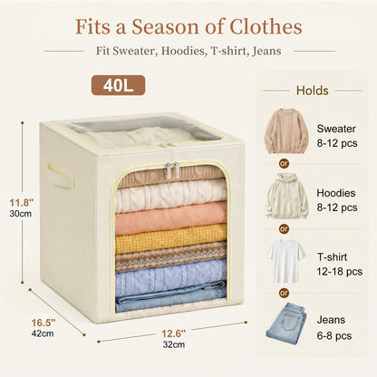 GoMaihe Clothes Storage Bins with Metal Frame for Closet Organizer